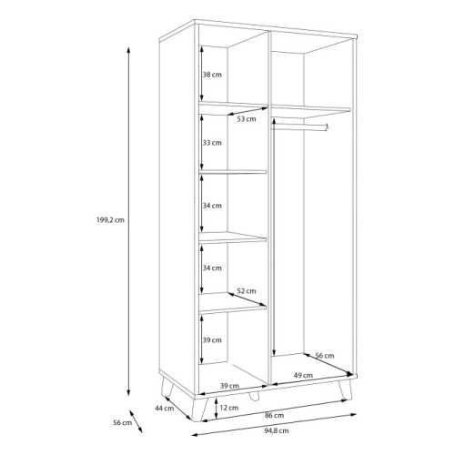 Szafa 95 cm Dąb Valencia / Rattan naturalny
